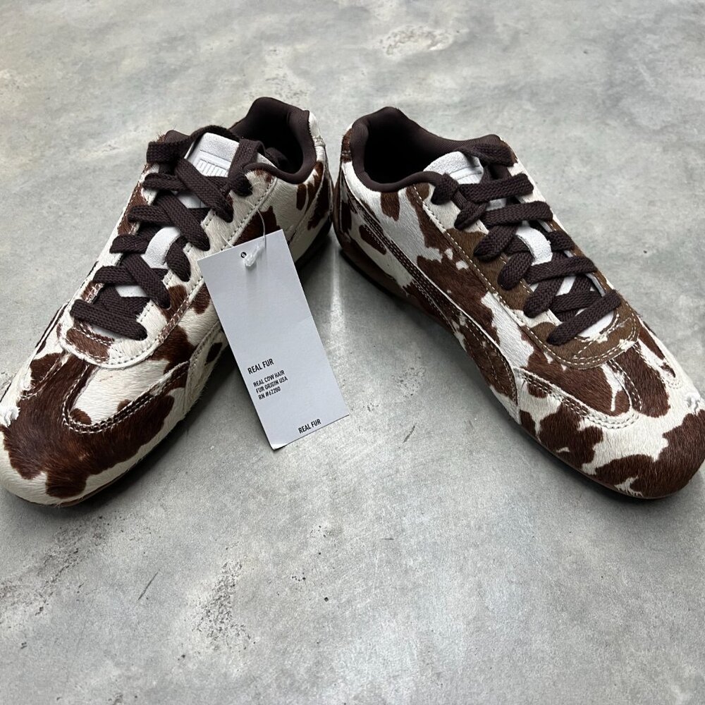 Puma Brown and White Cowprint Sneakers - Picture 5 of 6